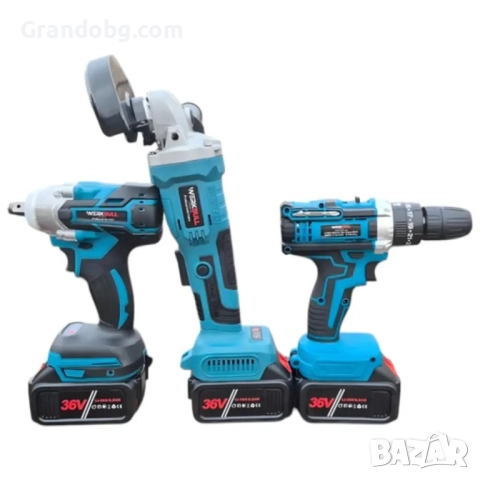 3в1 Промо комплект WerkBull Гайковерт, ъглошлайф и винтоверт + 3 батерии 36v 8ah, снимка 6 - Други инструменти - 52108795