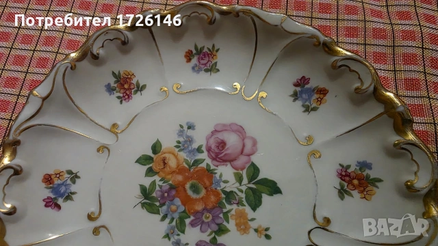 Порцеланова чинийка Dresden style на Ilmenau Graf von Henneberg Porzellan, снимка 4 - Чинии - 54003706