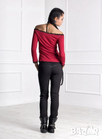 Блуза с дантела, лодка деколте, снимка 2 - Блузи с дълъг ръкав и пуловери - 35578542