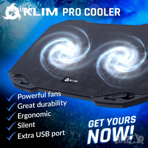 Охладителна подложка за лаптоп KLIM Pro – тиха и лека, снимка 2 - Лаптоп аксесоари - 52881169