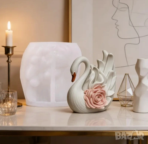 Молд лебед с роза, снимка 7 - Форми - 53059355