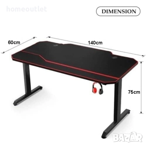 ПРОМОЦИЯ Геймърско бюро – просторно, ергономично и стабилно решение за игри и работа T02 BLACK, снимка 3 - Бюра - 51961953