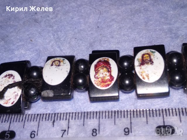 СТАРА ГРИВНА от ШЛИФОВАНИ КАМЪЧЕТА МАГНЕТИТ с ИКОНКИ РАЗТЕГЛИВА на ЛАСТИК ХЕНД МЕЙД БИЖУ 37093, снимка 6 - Гривни - 40415137