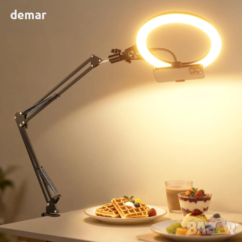 NEEWER 26,67 см настолна LED пръстеновидна лампа, дистанционно, стойка за телефон, N31