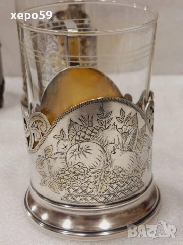 СССР-лот от много редки сребърни руски и един турски подстакани/ сребро 875, снимка 10 - Антикварни и старинни предмети - 52825209