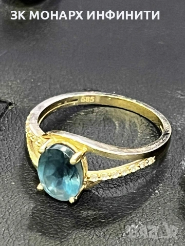 Златен пръстен с камък, снимка 4 - Пръстени - 53252884