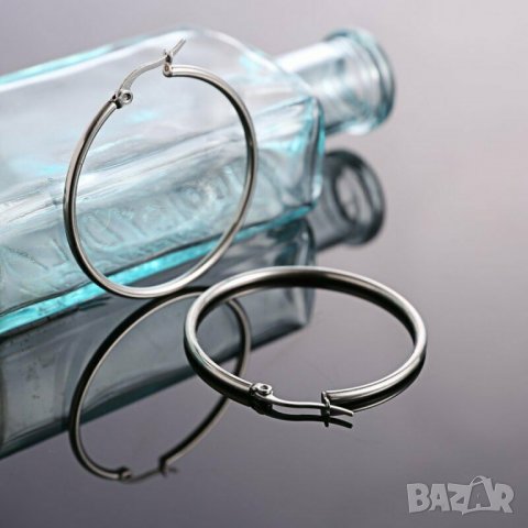 Халки - обеци от неръждаема стомана, обръч за уши 7 см, снимка 5 - Обеци - 31270783