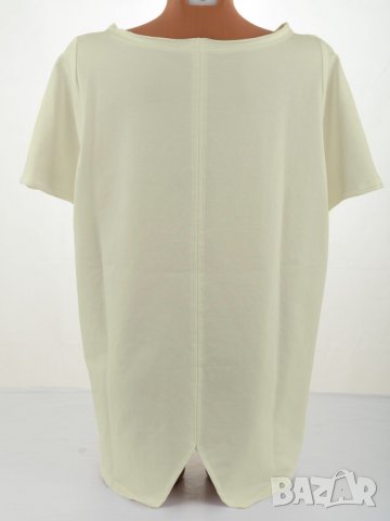 Памучна дамска блуза в екрю със син принт марка La Aurora 2XL/3XL, снимка 3 - Тениски - 31787718