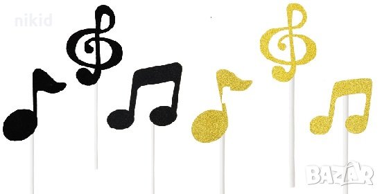 6 ноти музика топер клечки топери украса декор за мъфини торта парти, снимка 3 - Други - 22459148