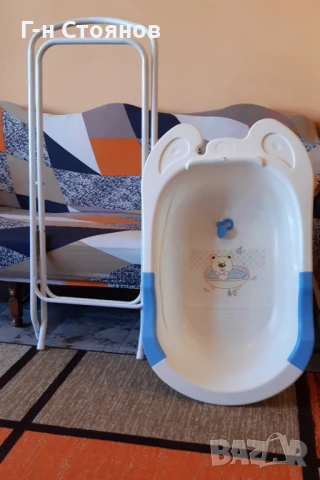 Продавам детска вана за къпане със стойка и помощна подложка, снимка 5 - За банята - 51396711