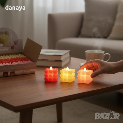 6299 LED свещ Куб от сърца – романтична светеща декорация, снимка 6 - Декорация за дома - 53227536