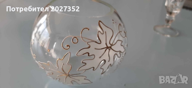 Вазичка и купички, ръчно рисувано стъкло със златен кант, снимка 4 - Вази - 51953507