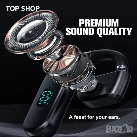 Bluetooth слушалка с микрофон, единична, отворено външно ухо, въздушна костна проводимост, с кука, снимка 8 - Безжични слушалки - 49445077