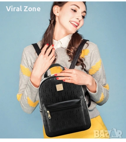 Комплект раница и 3 чантички / Цвят: Черен, снимка 10 - Раници - 53290013