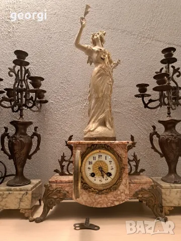 френски каминен мраморен часовник , снимка 8 - Антикварни и старинни предмети - 49511637