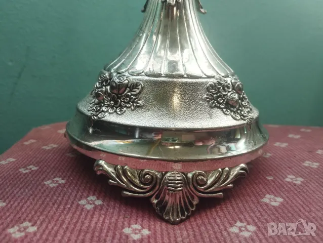 Посребрен метален свещник, снимка 2 - Други ценни предмети - 48824506