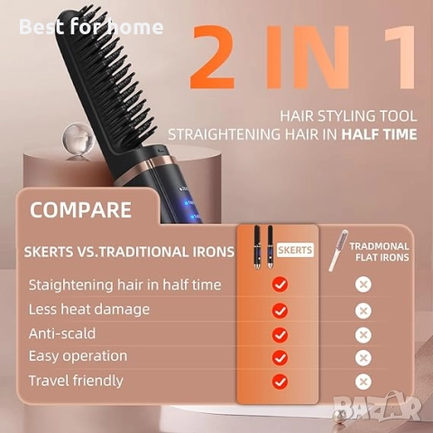 Електрическа четка за изправяне на коса, MOSMAOO,USB зареждане тип C , снимка 4 - Друга електроника - 52804164