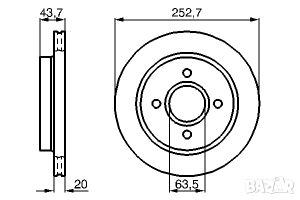 Диск спирачен заден дeсен/ляв за FORD COUGAR,MONDEO I,MONDEO II,SCORPIO II 1.6-2.9 93-01г.№ F1431V, снимка 3 - Части - 50630554