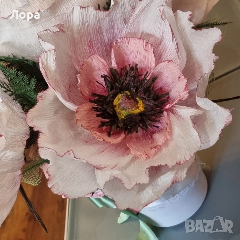 🌷 Ръчно изработена цветна аранжировка в бяло и розово от арт ателие Lollipop, снимка 6 - Декорация за дома - 52321552