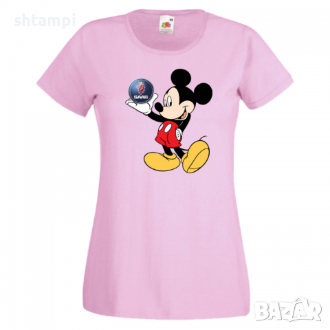 Дамска тениска Mickey Mouse SAAB .Подарък,Изненада,, снимка 5 - Тениски - 36528878