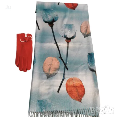 Комплект за подарък за Коледа, шал кашмир и ръкавичка , снимка 3 - Бижутерийни комплекти - 47947812