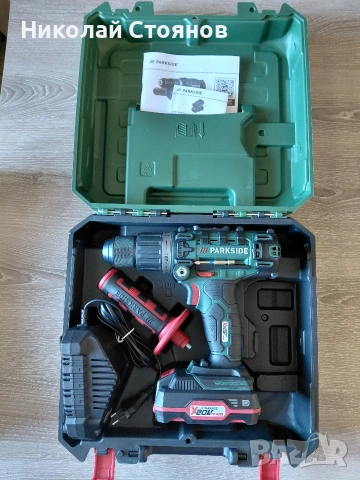 Ударна бормашина Parkside с батерия 20V 4Ah и зарядно 20V 2.4A, снимка 2 - Други инструменти - 54254318