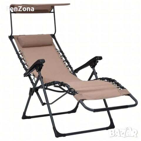 Сгъваем градински шезлонг с нулева гравитация и сенник – комфорт за пълна релаксация, снимка 6 - Градински мебели, декорация  - 54096677