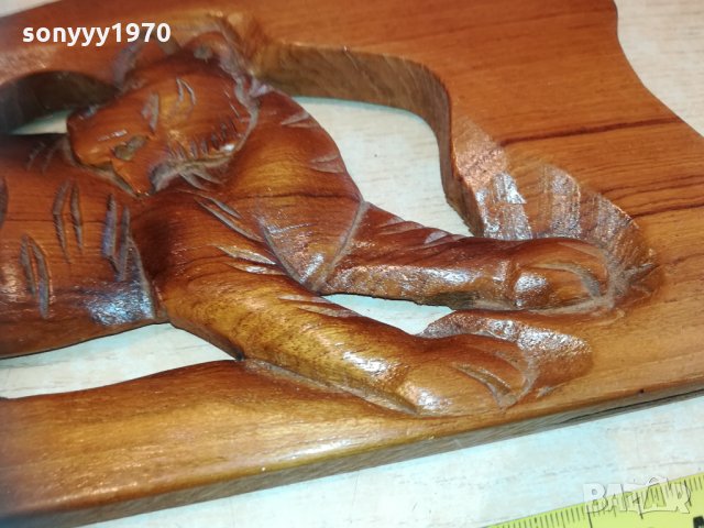 Пано стенно от тиково дърво - тигър ръчна изработка 3012201633, снимка 7 - Колекции - 31260837
