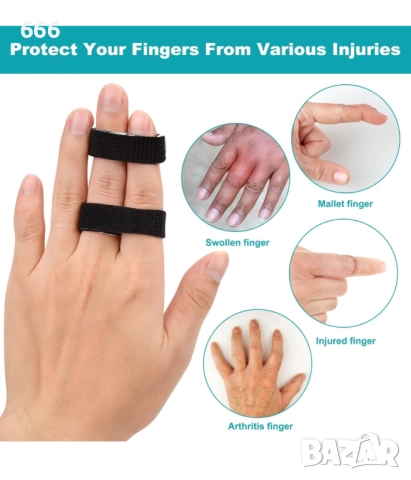 Комплект от 8 ленти за пръсти, черни, за многократна употреба, снимка 5 - Други стоки за дома - 52998954