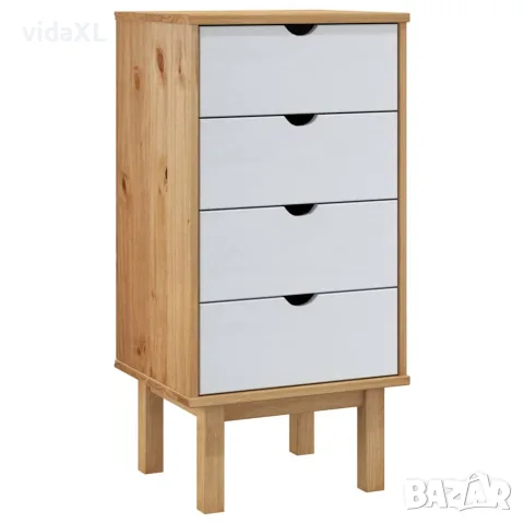 vidaXL Шкаф с чекмеджета OTTA, кафяво и бяло, 45x39x90 см, бор масив