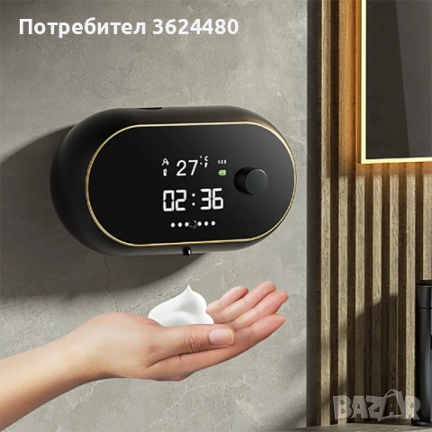 Стенен Диспенсър за Сапун 500 мл – Час и  C/F Термометър 4496