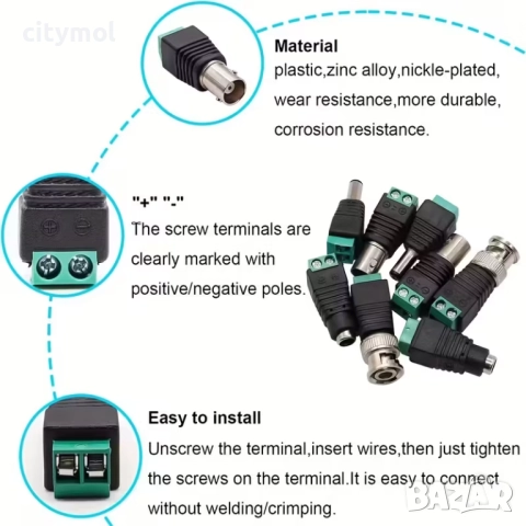 BNC конектори за камери и кабели, мъжки и женски, снимка 4 - Други - 51994846