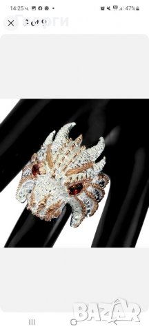 Красив масивен африкански сребърен пръстен Дракон, снимка 3 - Пръстени - 37883052
