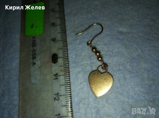 ЕЛЕГАНТНА СЪРЦЕВИДНА ПОЗЛАТЕНА СРЕБЪРНА АРТ ОБЕЦА СРЕБРО 925 със СТОМАНЕНА ВЕРИЖКА 40415, снимка 4 - Обеци - 42405433