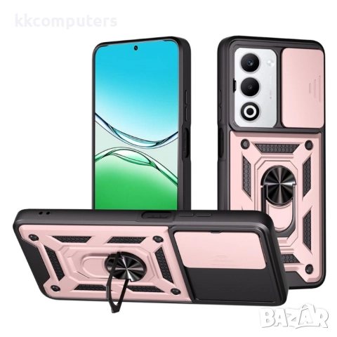 Oppo A5 5G калъф със слайд капак за камера и стойка – PC + TPU, 7 цвята, снимка 2 - Резервни части за телефони - 51607306