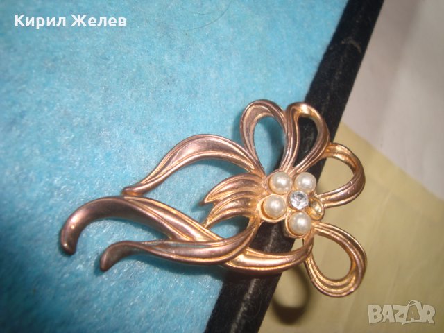 MOVITEX МАРКОВА СТАРА ПОЗЛАТЕНА СКЪПОЦЕННА ФЛОРАЛНА ВИСУЛКА УКРАШЕНИЕ БИЖУ АПЛИКАЦИЯ 11900, снимка 4 - Антикварни и старинни предмети - 35643692