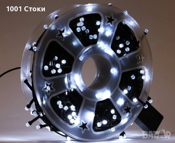 100МЕТРА Коледни LED Лампи Бяла Светлина Кристален Диод 8режима на светене Водоустойчиви 