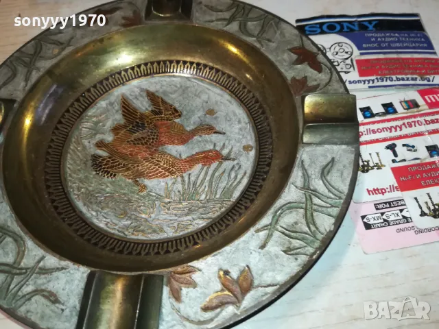 ГОЛЯМ ПЕПЕЛНИК МЕД МЕСИНГ 21СМ ОТ ФРАНЦИЯ 3112241016, снимка 11 - Антикварни и старинни предмети - 48504043