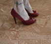 Официални обувки Gorgeous висок ток елегантни бордо чанта ключ тъмно червен , снимка 8