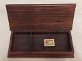 Кутия дървена винтидж капак облечен с кожа за ценители , снимка 8