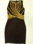 Бутикова рокля FERVENTE , черна с плътни и прозрачни сегменти /отстрани и на гърба/ + златни ивици, снимка 11
