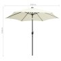 Чадър с LED светлини и алуминиев прът, 300 см, пясъчнобял, снимка 6