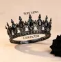 Грамадна черна корона черни камъни декорация торта , снимка 3