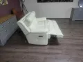 Светло кремав кожен диван двойка с електрически релаксиращ механизъм, снимка 8