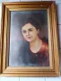 Стара картина масло "Женски портрет", бълг.автор., снимка 1