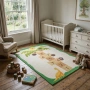 Детски килим за игра 120х160см - Бял килим с динозавър и дама-палма, противоплъзгащ и миещ се, снимка 4
