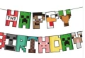3 вида Minecraft Майнкрафт герои Happy Birthday Парти Гирлянд Банер Флаг декор картонен, снимка 1