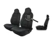 Калъфи за предни седалки, 2бр. протектори, кожа + текстил, черен, снимка 1
