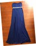 Дълга официална синя рокля с цепка , снимка 1