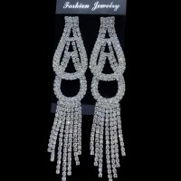 Луксозни висящи обеци с кристали #18523-11, снимка 1 - Обеци - 40740453